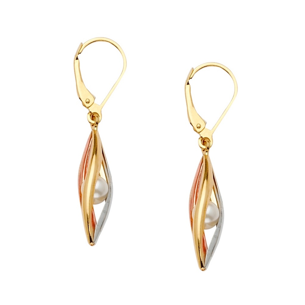 14K Two Tone Hollow Hanging Earrings for Women